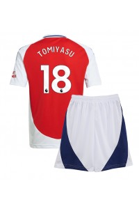 Arsenal Takehiro Tomiyasu #18 Jalkapallovaatteet Lasten Kotipeliasu 2024-25 Lyhythihainen (+ Lyhyet housut)